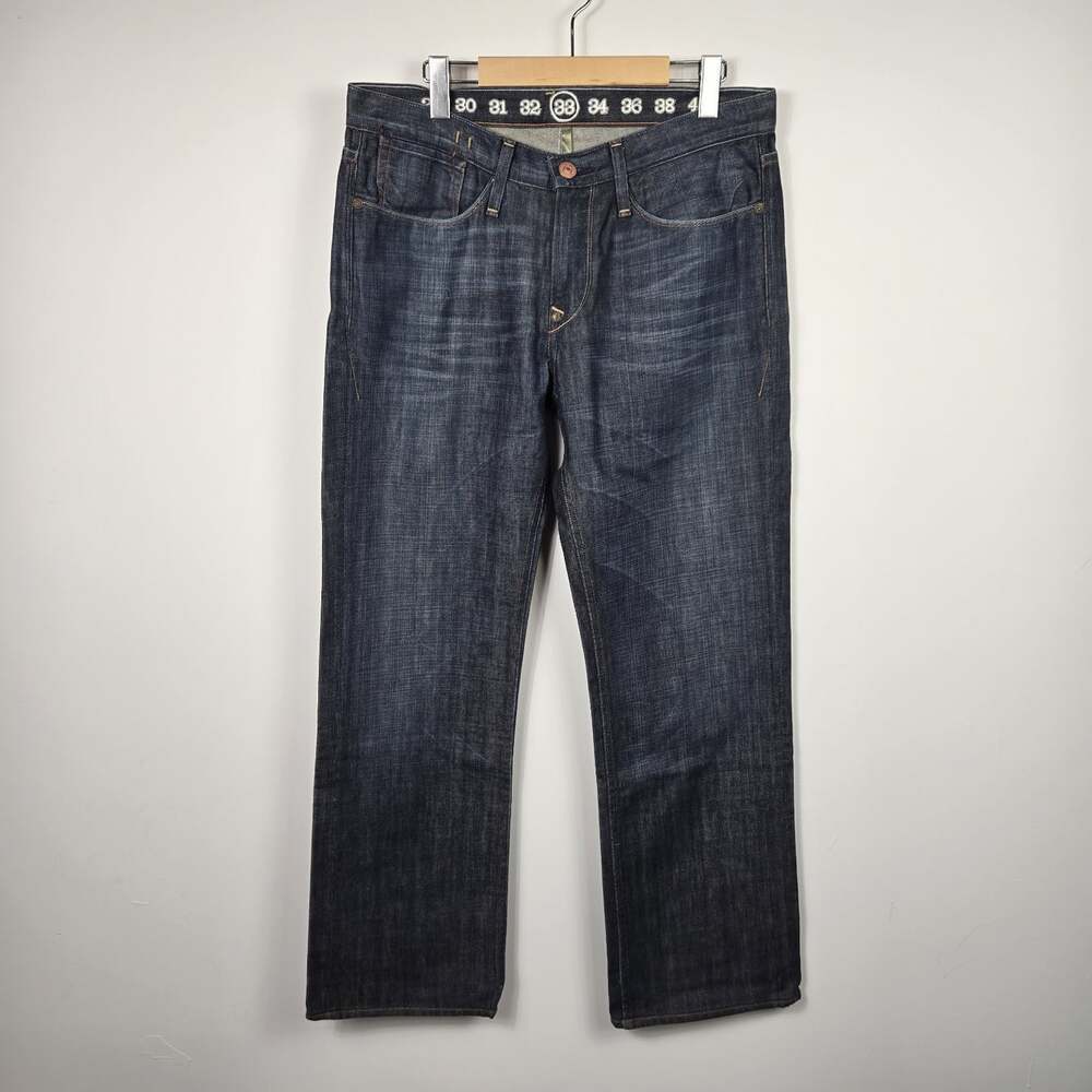 Earnest Sewn Fulton Men’s 33 X 30 Dark Wash Straight Leg Jeans Made USA - Picture 2 of 16